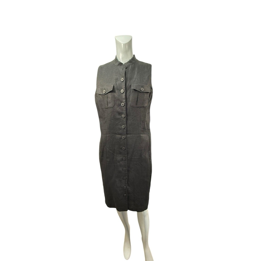 Women's exclusively for you Lord and Taylor 12 black linen maxi dress sleeveless